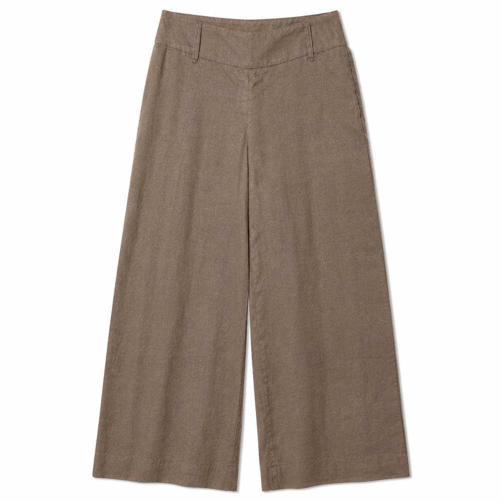 NWT$ MOSSIMO 100% Ramie Modern Fit Wide-Leg Pant Sz 4 Chocolate Brown Summertime